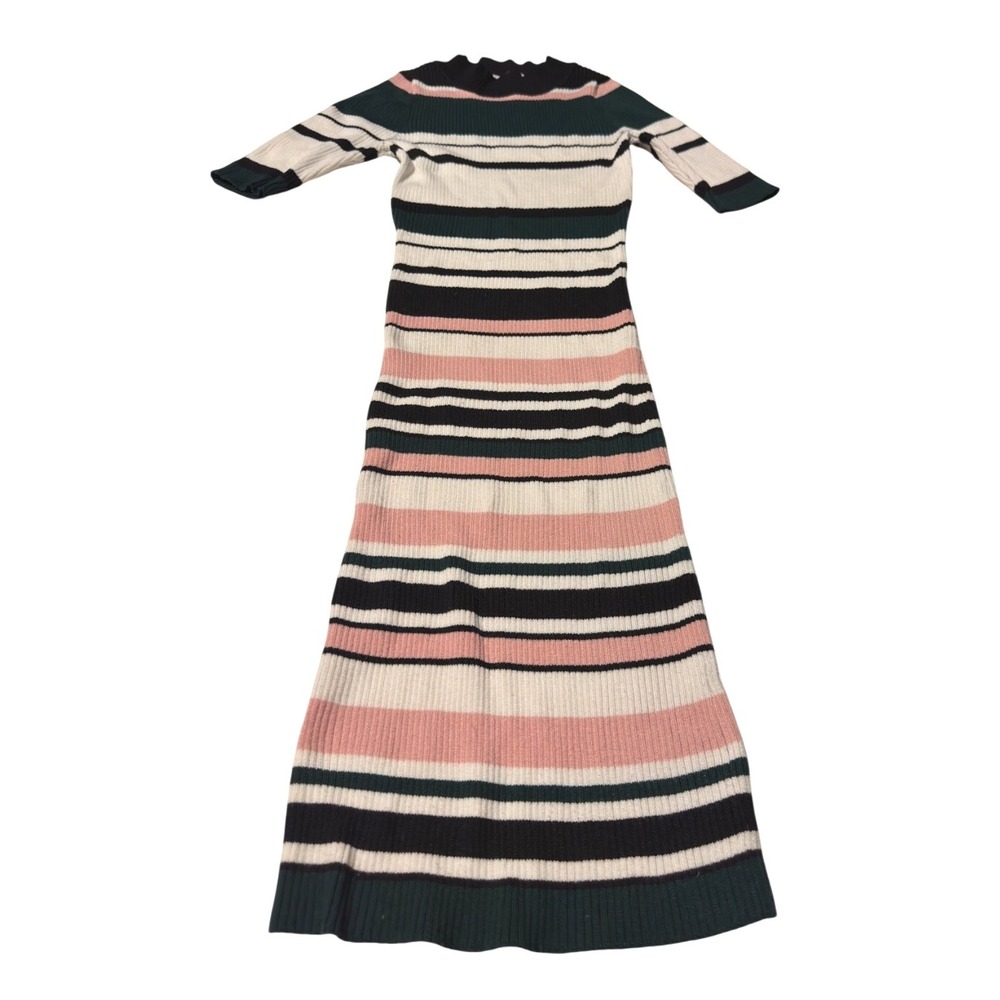 Charlotte Russe Striped Knit Maxi Dress Pink‎ Green Black Ribbed Fitted